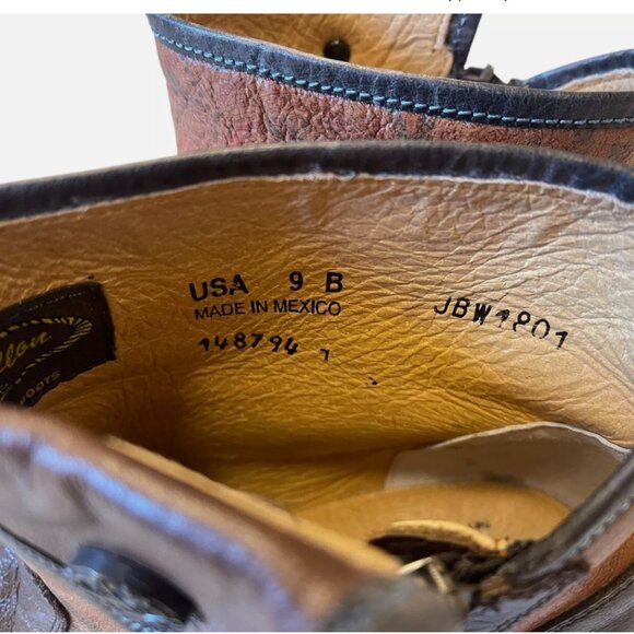 JB Dillon Leather Paisley Floral Shortie Ankle Side Zip Boot Women’s 9B - Picture 14 of 14